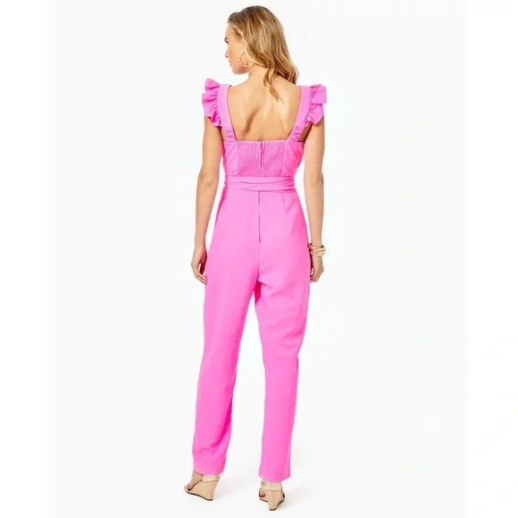 LAST CHANCE TO BUY NWT Lilly Pulitzer Eppley Jumpsuit in Prosecco Pink - Picture 3 of 14